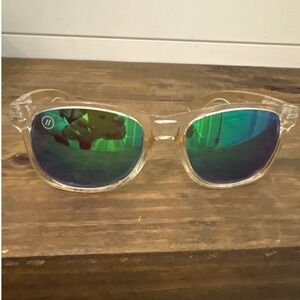 Blenders Natty Ice Lime Polarized Sunglasses Clear Frame Mirror Lenses CE Cat 3